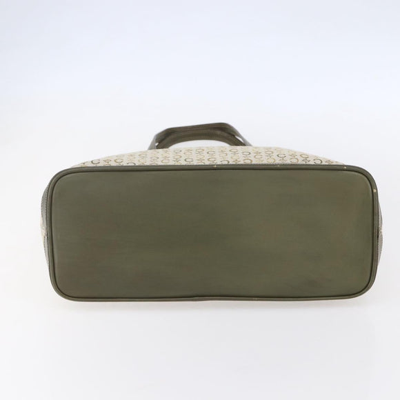 CELINE C Macadam Canvas Tote Bag Green Silver Auth BA8391