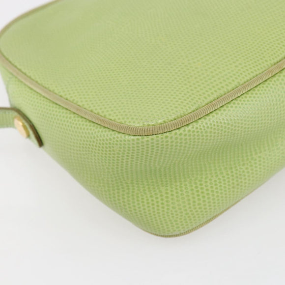 Salvatore Ferragamo Vala Shoulder Bag Leather Green Gold Auth BA8392