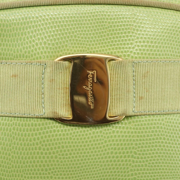 Salvatore Ferragamo Vala Shoulder Bag Leather Green Gold Auth BA8392