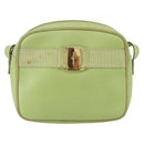 Salvatore Ferragamo Vala Shoulder Bag Leather Green Gold Auth BA8392-2