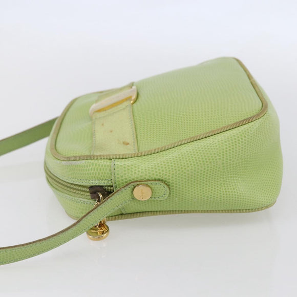 Salvatore Ferragamo Vala Shoulder Bag Leather Green Gold Auth BA8392