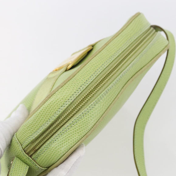 Salvatore Ferragamo Vala Shoulder Bag Leather Green Gold Auth BA8392