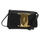 Salvatore Ferragamo Vala Shoulder Bag Leather Black Gold Auth BA8393V-1