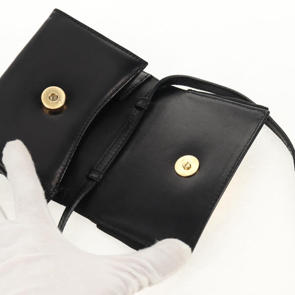 Salvatore Ferragamo Vala Shoulder Bag Leather Black Gold Auth BA8393V