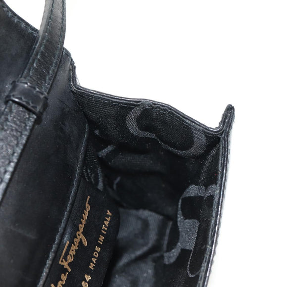 Salvatore Ferragamo Vala Shoulder Bag Leather Black Gold Auth BA8393V