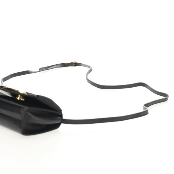 Salvatore Ferragamo Vala Shoulder Bag Leather Black Gold Auth BA8393V