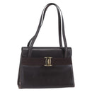 Salvatore Ferragamo Vala Tote Bag Leather Brown Gold Auth BA8394-1