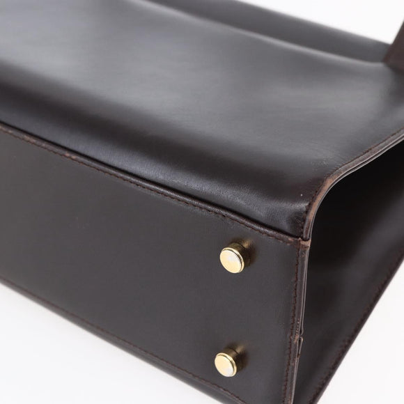 Salvatore Ferragamo Vala Tote Bag Leather Brown Gold Auth BA8394