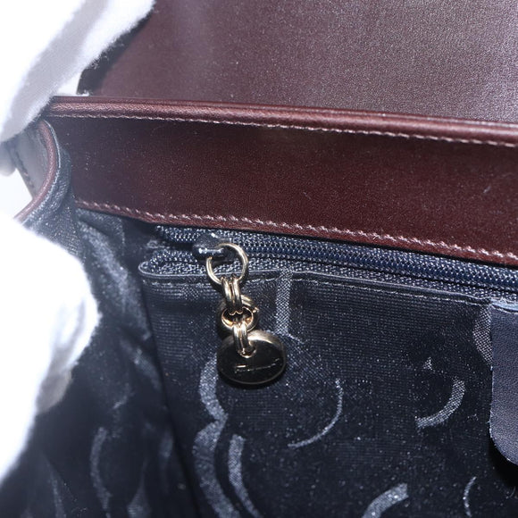 Salvatore Ferragamo Vala Tote Bag Leather Brown Gold Auth BA8394