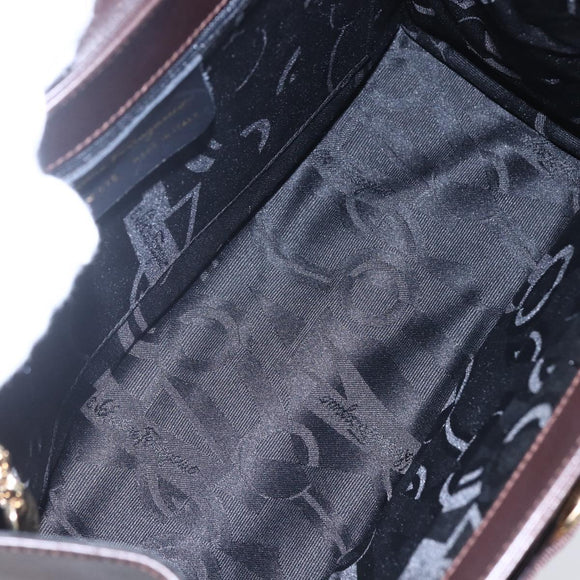 Salvatore Ferragamo Vala Tote Bag Leather Brown Gold Auth BA8394