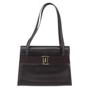 Salvatore Ferragamo Vala Tote Bag Leather Brown Gold Auth BA8394-2