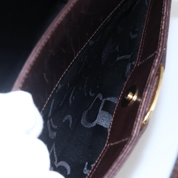 Salvatore Ferragamo Vala Tote Bag Leather Brown Gold Auth BA8394