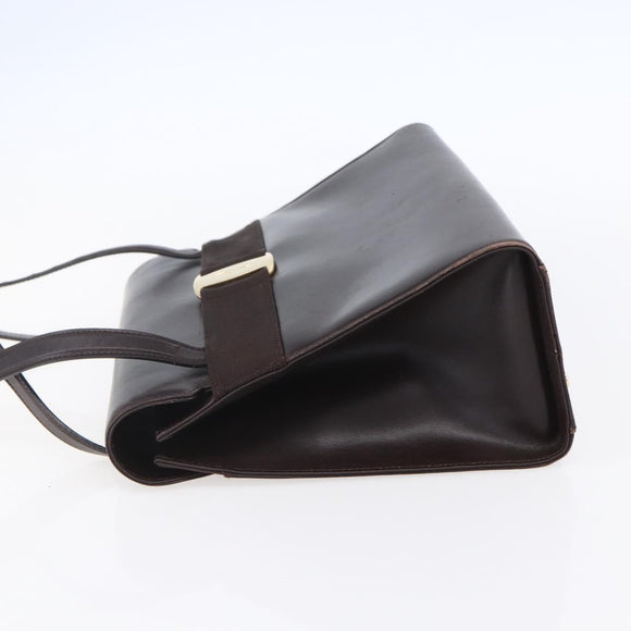 Salvatore Ferragamo Vala Tote Bag Leather Brown Gold Auth BA8394