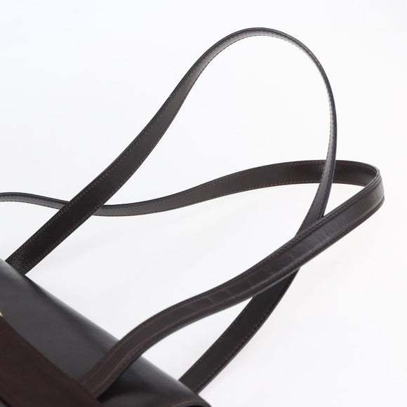 Salvatore Ferragamo Vala Tote Bag Leather Brown Gold Auth BA8394