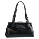 Salvatore Ferragamo Tote Bag Enamel Black Silver Auth BA8395-1