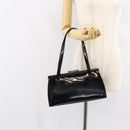 Salvatore Ferragamo Tote Bag Enamel Black Silver Auth BA8395-19