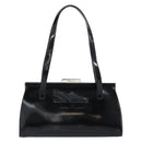 Salvatore Ferragamo Tote Bag Enamel Black Silver Auth BA8395-2