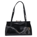 Salvatore Ferragamo Tote Bag Enamel Black Silver Auth BA8395-3