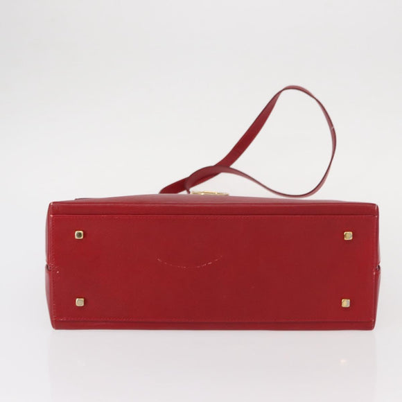 Salvatore Ferragamo Gancini Hand Bag Leather 2way Red Gold Auth BA8396