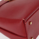 Salvatore Ferragamo Gancini Hand Bag Leather 2way Red Gold Auth BA8396-10