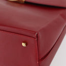 Salvatore Ferragamo Gancini Hand Bag Leather 2way Red Gold Auth BA8396-16
