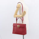 Salvatore Ferragamo Gancini Hand Bag Leather 2way Red Gold Auth BA8396-25