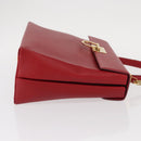 Salvatore Ferragamo Gancini Hand Bag Leather 2way Red Gold Auth BA8396-3