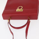 Salvatore Ferragamo Gancini Hand Bag Leather 2way Red Gold Auth BA8396-7