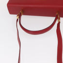 Salvatore Ferragamo Gancini Hand Bag Leather 2way Red Gold Auth BA8396-8