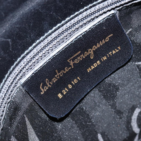 Salvatore Ferragamo Gancini Shoulder Bag Leather Black Gold Auth BA8397