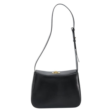 Salvatore Ferragamo Gancini Shoulder Bag Leather Black Gold Auth BA8397 - 0