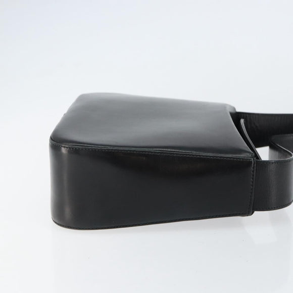 Salvatore Ferragamo Gancini Shoulder Bag Leather Black Gold Auth BA8397