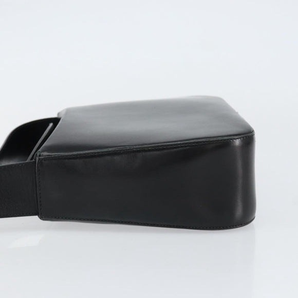 Salvatore Ferragamo Gancini Shoulder Bag Leather Black Gold Auth BA8397