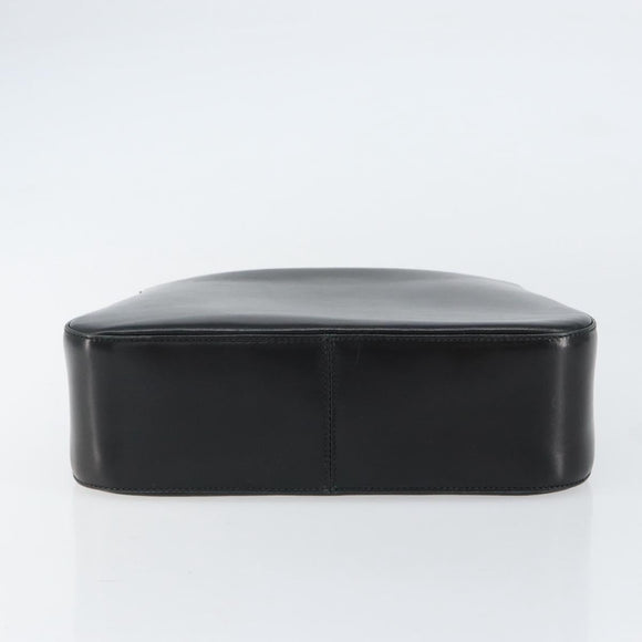 Salvatore Ferragamo Gancini Shoulder Bag Leather Black Gold Auth BA8397