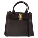Salvatore Ferragamo Vala Hand Bag Leather 2way Brown Gold Auth BA8398-1
