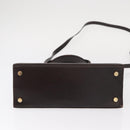 Salvatore Ferragamo Vala Hand Bag Leather 2way Brown Gold Auth BA8398-5