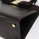 Salvatore Ferragamo Vala Hand Bag Leather 2way Brown Gold Auth BA8398-16