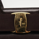 Salvatore Ferragamo Vala Hand Bag Leather 2way Brown Gold Auth BA8398-19