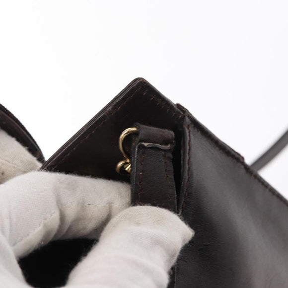 Salvatore Ferragamo Vala Hand Bag Leather 2way Brown Gold Auth BA8398