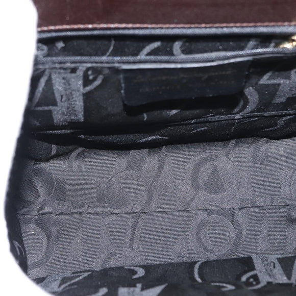 Salvatore Ferragamo Vala Hand Bag Leather 2way Brown Gold Auth BA8398