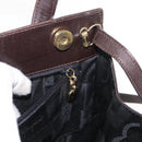 Salvatore Ferragamo Vala Hand Bag Leather 2way Brown Gold Auth BA8398-22