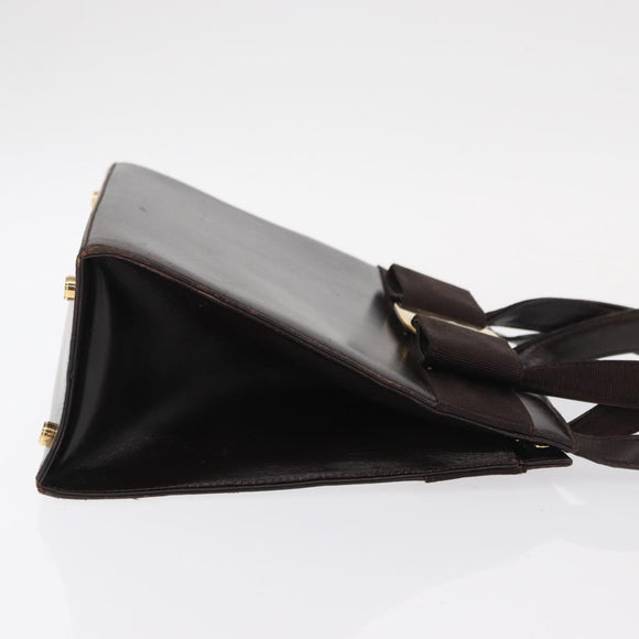 Salvatore Ferragamo Vala Hand Bag Leather 2way Brown Gold Auth BA8398