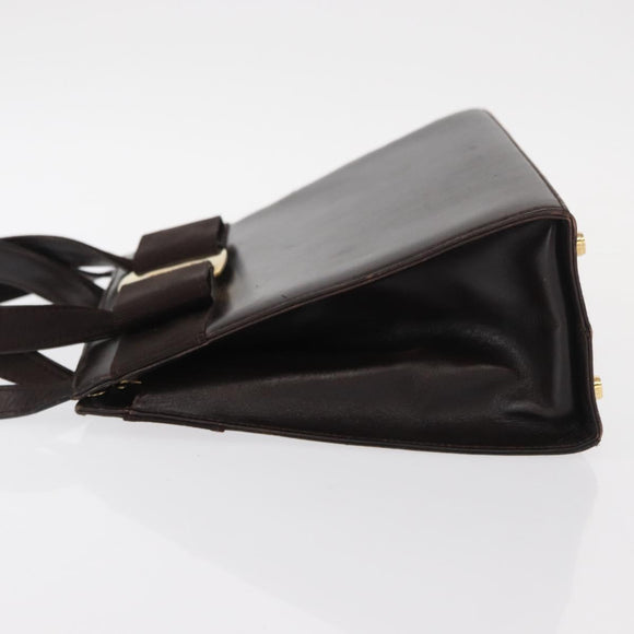 Salvatore Ferragamo Vala Hand Bag Leather 2way Brown Gold Auth BA8398