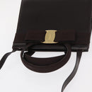 Salvatore Ferragamo Vala Hand Bag Leather 2way Brown Gold Auth BA8398-6