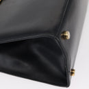 Salvatore Ferragamo Vala Hand Bag Leather 2way Navy Gold Auth BA8399-12