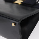 Salvatore Ferragamo Vala Hand Bag Leather 2way Navy Gold Auth BA8399-13