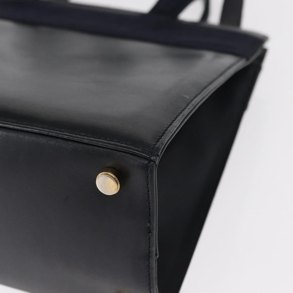 Salvatore Ferragamo Vala Hand Bag Leather 2way Navy Gold Auth BA8399