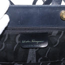 Salvatore Ferragamo Vala Hand Bag Leather 2way Navy Gold Auth BA8399-17