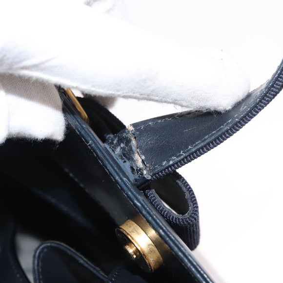 Salvatore Ferragamo Vala Hand Bag Leather 2way Navy Gold Auth BA8399