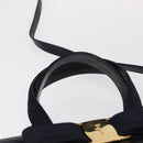 Salvatore Ferragamo Vala Hand Bag Leather 2way Navy Gold Auth BA8399-8